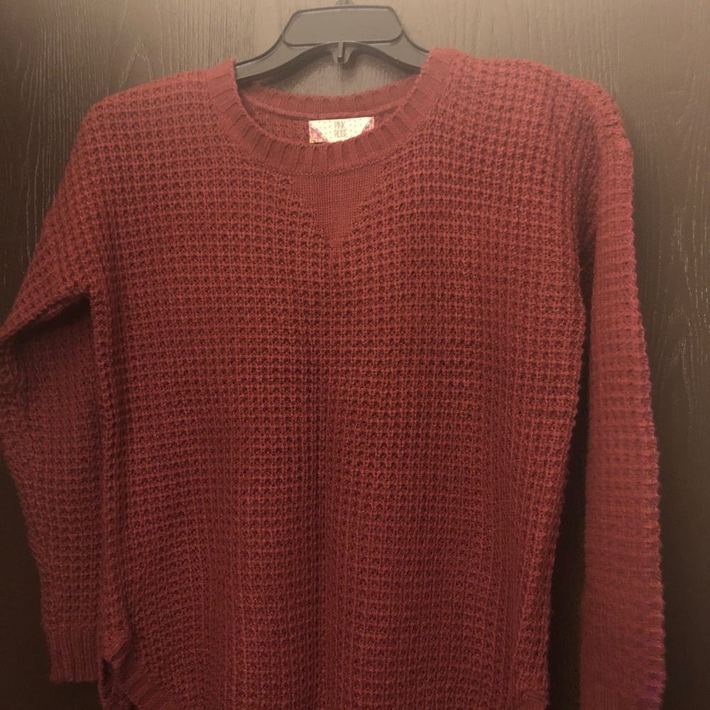 Pink Rose Waffle Sweater